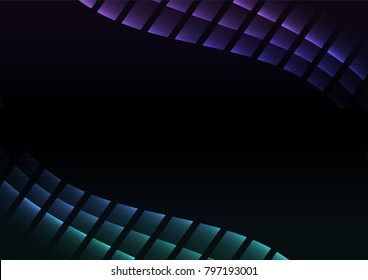 ocean abstract pixel curve background, square layer line, technology geometric background, vector illustration