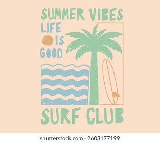 Ocean abstract wave. Palm tree art. Beach line drawing. Sunshine paradise graphic print design. Beach modern abstract art.