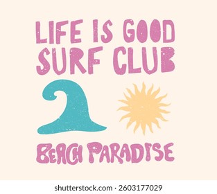 Ocean abstract wave. Sunshine paradise graphic print design. Beach modern abstract art.
