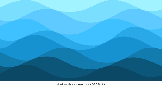 Ocean abstract waves lines background, Blue sea wave wallpaper, Vector illustration.