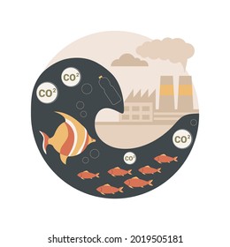 Ocean acidification abstract concept vector illustration. Environmental change, water acidification, ocean plastic pollution, carbon dioxide absorption, seawater contamination abstract metaphor.