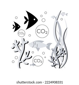 Ocean acidification abstract concept vector illustration. Environmental change, water acidification, ocean plastic pollution, carbon dioxide absorption, seawater contamination abstract metaphor.