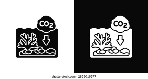 Ocean Acidification Icon White And Black Background Style