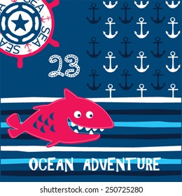 ocean adventure with fish vector illustration