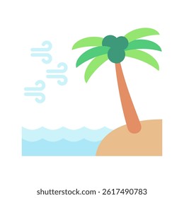 Ocean Air flat color, mini illustration icon, related to relaxation, spa, wellness and more. Vector EPS 10 for modern concept, print, UI, UX kit, web and app development