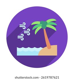 Ocean Air rounded flat color, mini illustration icon, related to relaxation, spa, wellness and more. Vector EPS 10 for modern concept, print, UI, UX kit, web and app development