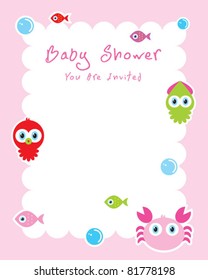 ocean animal baby shower greeting tag
