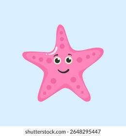 Ocean animal cartoon vector. Cute starfish, octopus, crab, and butterfly fish in flat style. Colorful underwater background with coral reef, seashells, and sea urchins for children’s marine collection