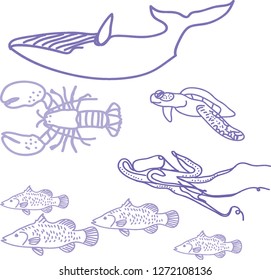 The ocean animal drawing set.