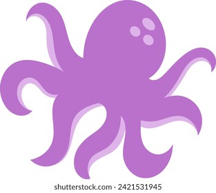 Ocean animal purple octopus flat icon