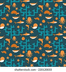Ocean Animal Seamless Pattern
