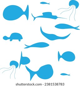 Ocean animals background in vector format.
