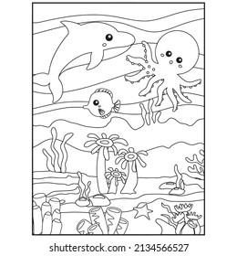 Ocean Animals Coloring Pages For Kids Printable