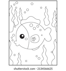 Ocean Animals Coloring Pages Kids Printable Stock Vector (Royalty Free