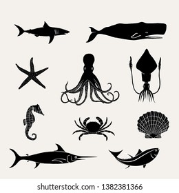 Ocean Animals - Vector illustrations of marine, aquatic animals.