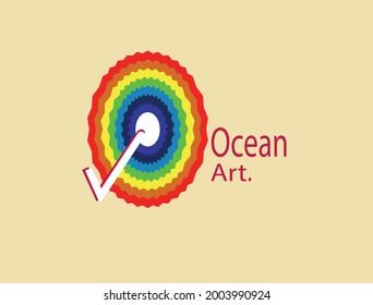 logotipo de arte oceánico con siete colores llamativos 
