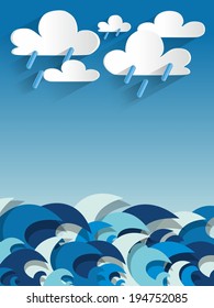 Ocean Background During A Rainy Day vector illustration