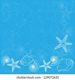 Ocean background with sea stars and shells