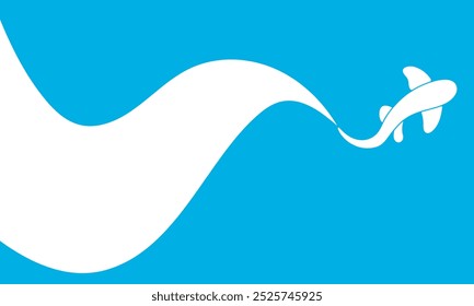 Ozean Hintergrund, Draufsicht Vektorgrafik. Wasserwellen Oberflächenmuster mit Haien. Kopienraum in der Mitte. Sommerreisedesign im Meer.