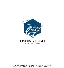 Ocean Bass Fishing Catching Logo