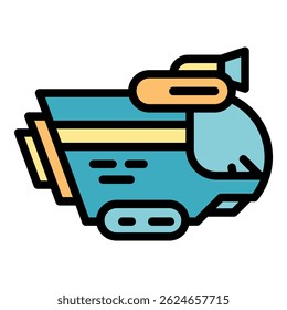 Icono del batiscafo del océano. Esquema océano batiscafo Vector icono de color plano aislado