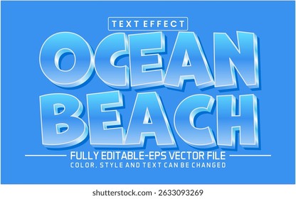 Efeito de texto de praia do oceano editável