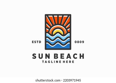ocean beach logo design, beach logo