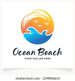 Ocean Beach Logo Design Template Inspiration