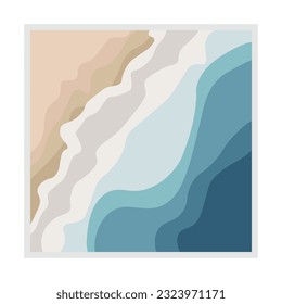 Ocean Beach Sand Water Pattern Abstract Background White Border Vector Design