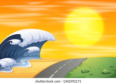 Una ilustración de la playa del océano