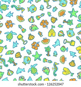 Ocean and Beach Seamless Pattern Vector