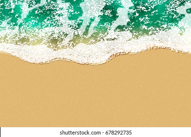 Ocean beach. Soft wave of the sea on sand. Vector illustration