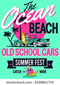 THE OCEAN BEACH VECTOR ILLUSTRATION
