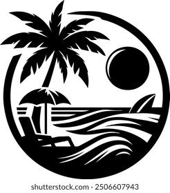 Ocean Beauty Beach Palm And Moon