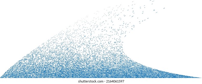 Ocean and Blue Abstract big Wave .  Sea storm  . Brush Stroke wave . Water splashes .Vector Illustration. 