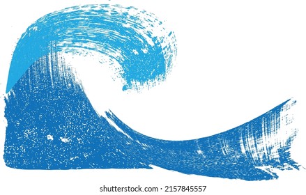 Ocean and Blue Abstract Waves .  Sea storm  . Brush Stroke wave . Water splashes .Vector Illustration. 