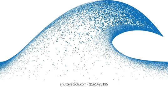 Ocean and Blue Abstract Waves .  Sea storm  . Brush Stroke wave . Water splashes .Vector Illustration. 