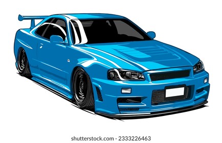 Ocean blue car vector custom modern racing car vector art sports racing car isolated on white Background vector car logo art.