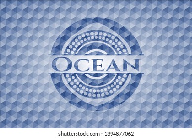 Ocean blue emblem with geometric background. Vector Illustration. Detailed.