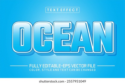 Ocean blue font Text effect editable