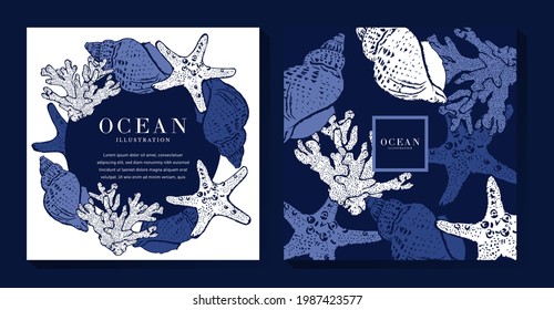Plantilla de diseño de la ilustración azul oceánica