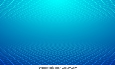 Ocean Blue Perspective Square Grid Backdrop Background Vector Illustration for Poster, Banner, Printout, Screen, Book Cover, Productivity.