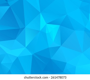 Ocean blue polygonal abstract background. Light blue cyan background with triangles. Vector illustration