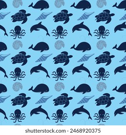 Ocean Blues Seamless Vector Pattern Design