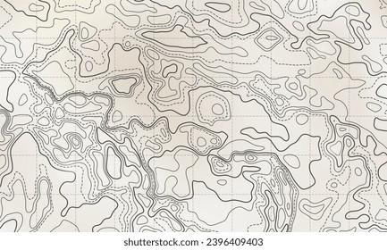 Ilustración vectorial del mapa de líneas topográficas del fondo oceánico. Superficie topográfica de profundidad marina para lecturas de radar náutico. Textura de caricatura abstracta relieve de pancartas suelo oceánico.