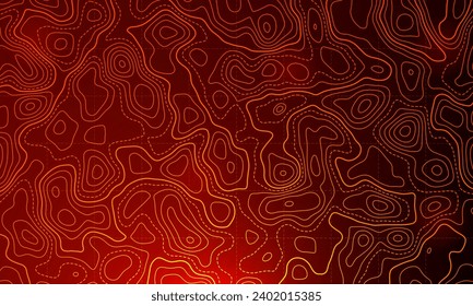 Ocean bottom topographic line map curvy wave isolines vector illustration. Sea depth topographic landscape surface for nautical radar readings. Cartography texture abstract banner relief ocean floor.