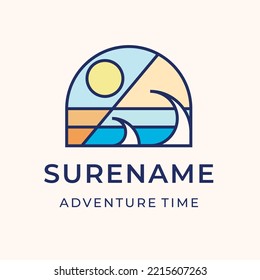 ocean break coffee with sun logo illustration