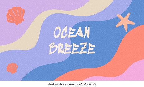 Ocean Breeze Abstract Background with Fluid Waves Colorful Shapes and Modern Typography Artistic Summer Design
