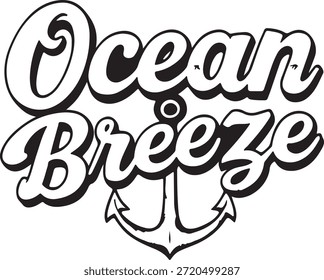 Brisa del océano con Ilustración vectorial de ancla.