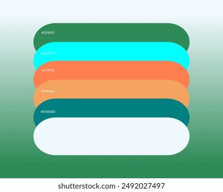 Ocean Breeze Color Scheme has six beautiful colors, a color swatch, catalog samples, and trendy multicolored pallets. Vector illustration